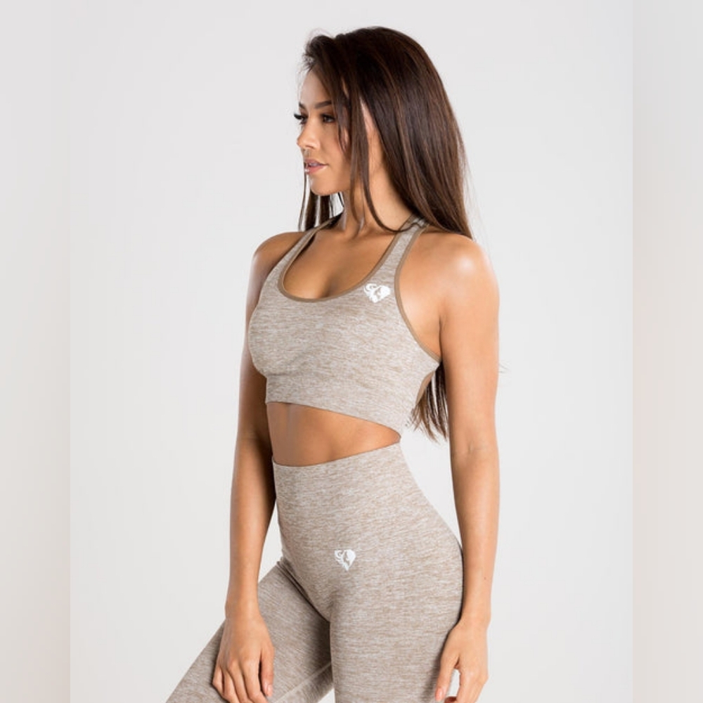 Women's Best Seamles Tan Sports Bra and Leggings Set NWOT